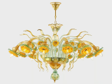 VAN GOGH SUNFLOWERS DELUXE - Murano glass ceiling lamp by Sogni Di Cristallo - view 2
